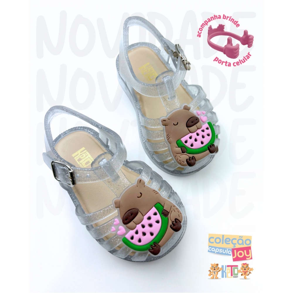 Sandália Mel Capivara + Brinde Exclusivo Kéto Baby do 18 ao 27 - GLITER PRATA