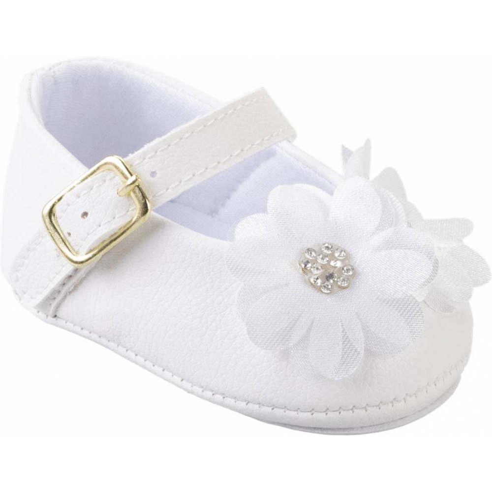 Sapatilha Baby kéto Flor do 13 ao 18 - Branco