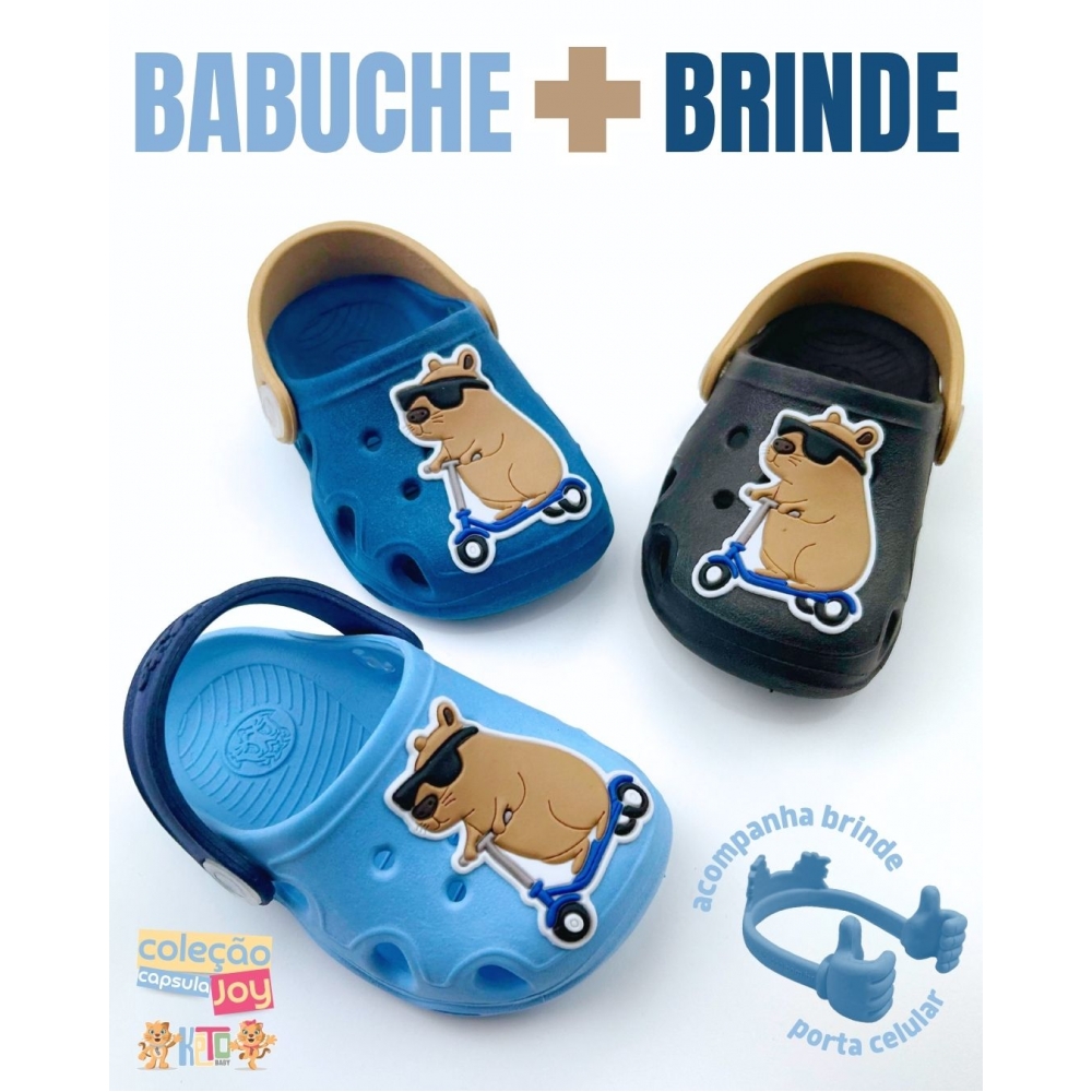 Babuche Capivara + Brinde Exclusivo Kéto Baby do 18 ao 27 - Preto/Caramelo